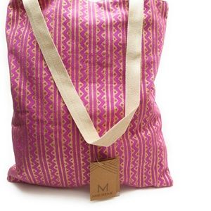 Pink & Gold Batik Metallic Block Print Shopper
